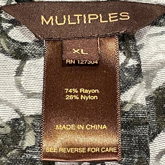 MULTIPLES Button Front Tunic/Lightweight Coat Sheer Long Sleeve, White/Black-XL - Picture 8 of 9